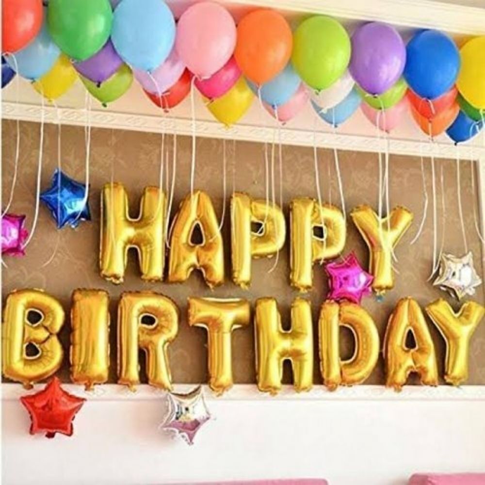 𝅺Happy Birthday Gold Foil Ballooons Party 13 Pcs